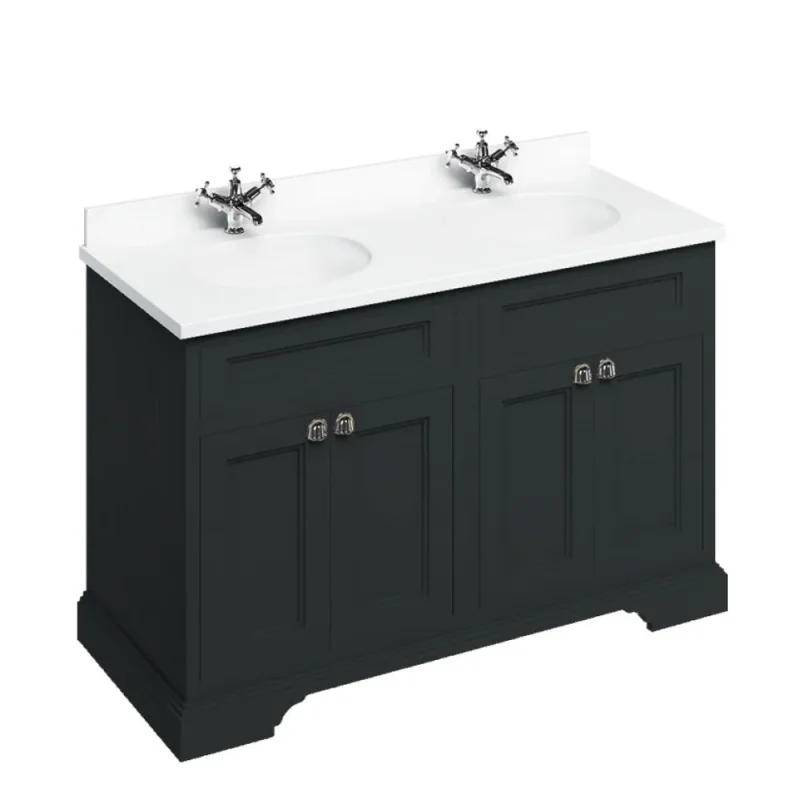 Burlington Freestanding Vanity 1300 Unit Matt Black detail view - Image 1