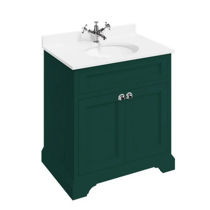Burlington Freestanding Basin Unit 750 Doors Matt Green detail view - Image 1