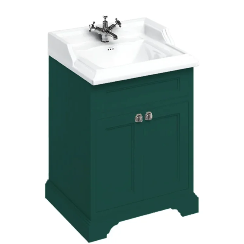 Burlington Freestanding Basin Unit Doors Matt Green detail view - Image 1