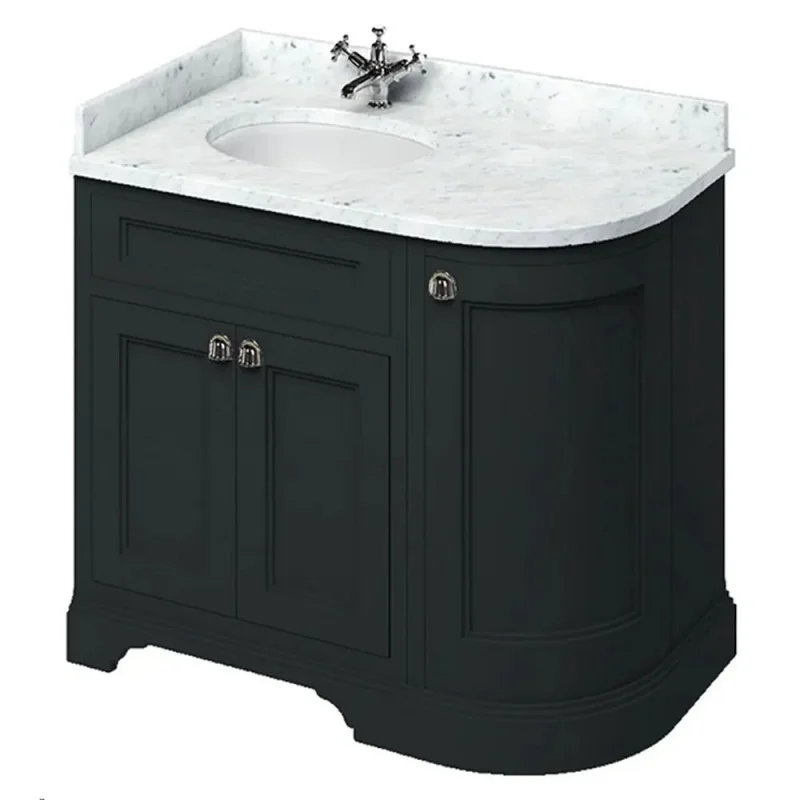 Burlington Door Unit Left End Round Corner Matt Black detail view - Image 1