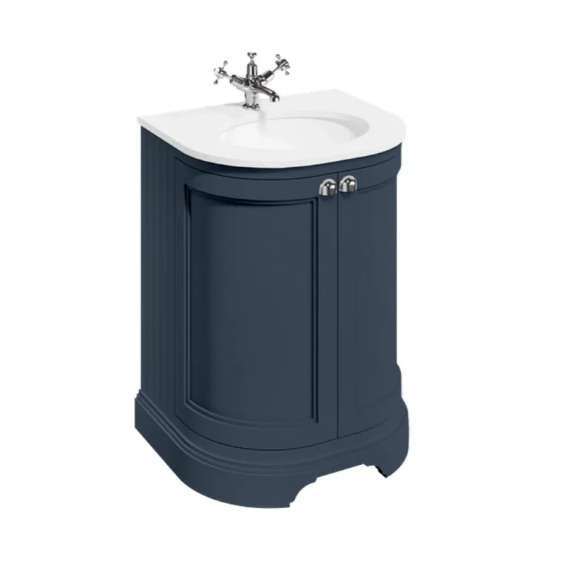 Burlington Curved Basin Unit 650 Doors Matt Blue detail view - Image 1