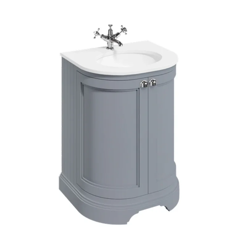 Burlington Curved Basin Unit 650 Doors Matt Grey detail view - Image 1