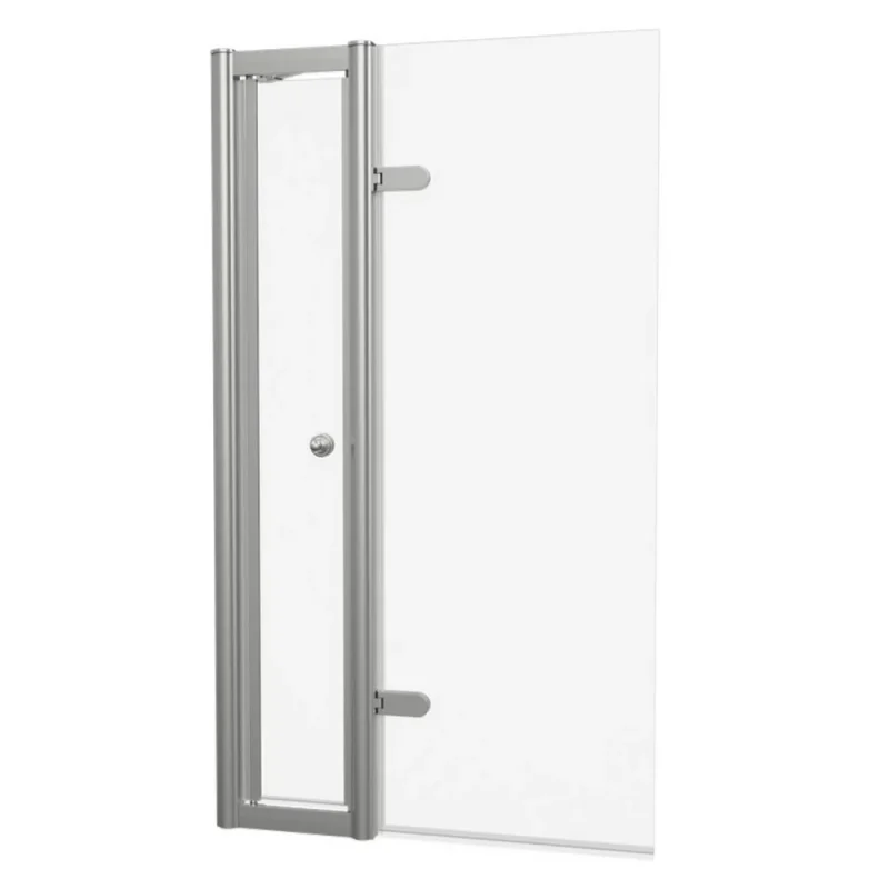 Burlington Classique Hinged Single Bath Screen 850 Brushed Nickel detail view - Image 1