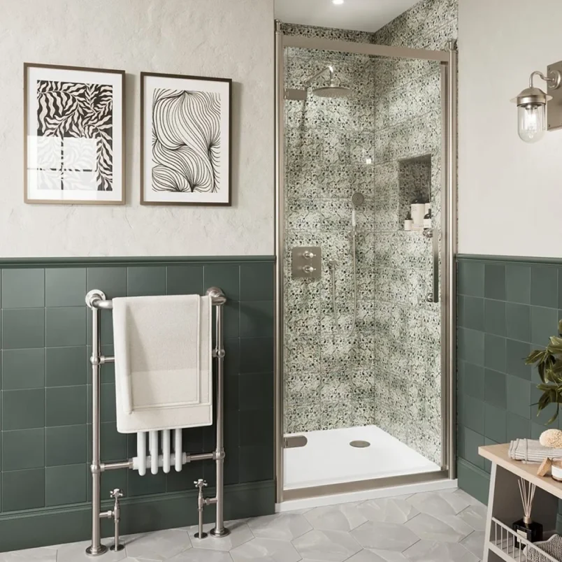 Burlington Classique Hinged Door 1000 Brushed Nickel detail view - Image 1