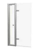 Burlington Classique Hinged Bath Screen With Access Door 850 And Guild 1909 Handle Brushed Nickel detail view - Image 2