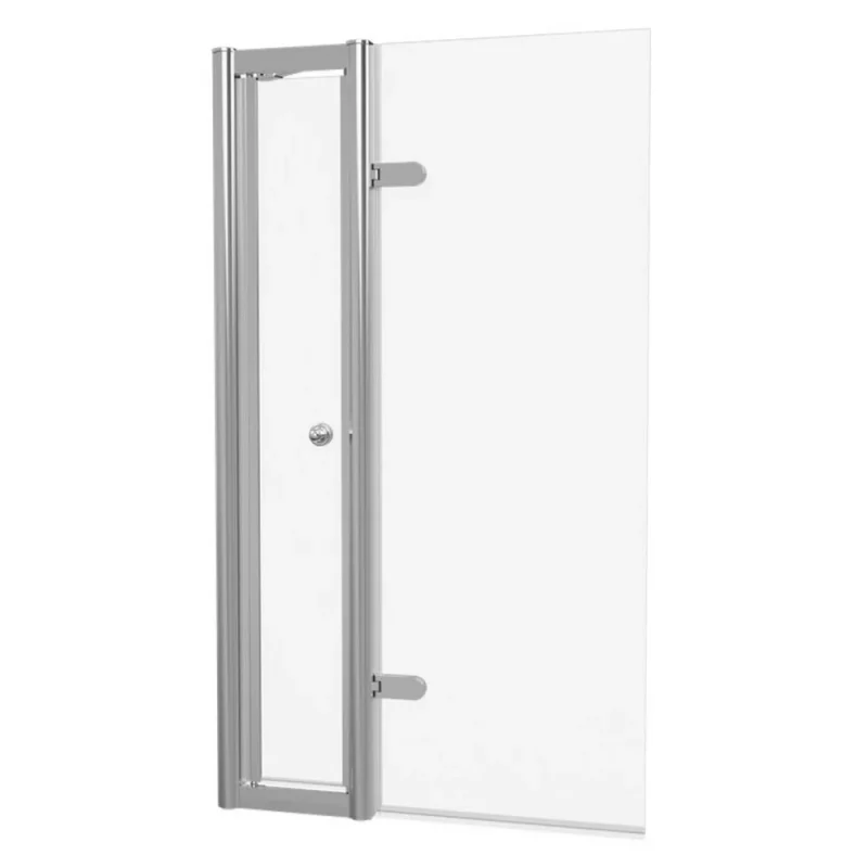Burlington Classique Hinged Bath Screen With Access Door 850 And Victorian 1850 Handle Chrome detail view - Image 1