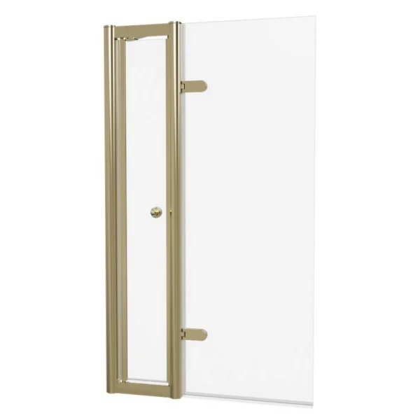 Burlington Classique Hinged Bath Screen With Access Door 850 And Victorian 1850 Handle Gold