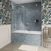 Burlington Classique Curved Hinge Bath Screen With Frosting 850 Lh Gold detail view - Image 2