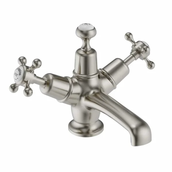 Burlington Claremont Basin Mixer Click Clack Waste Brushed Nickel