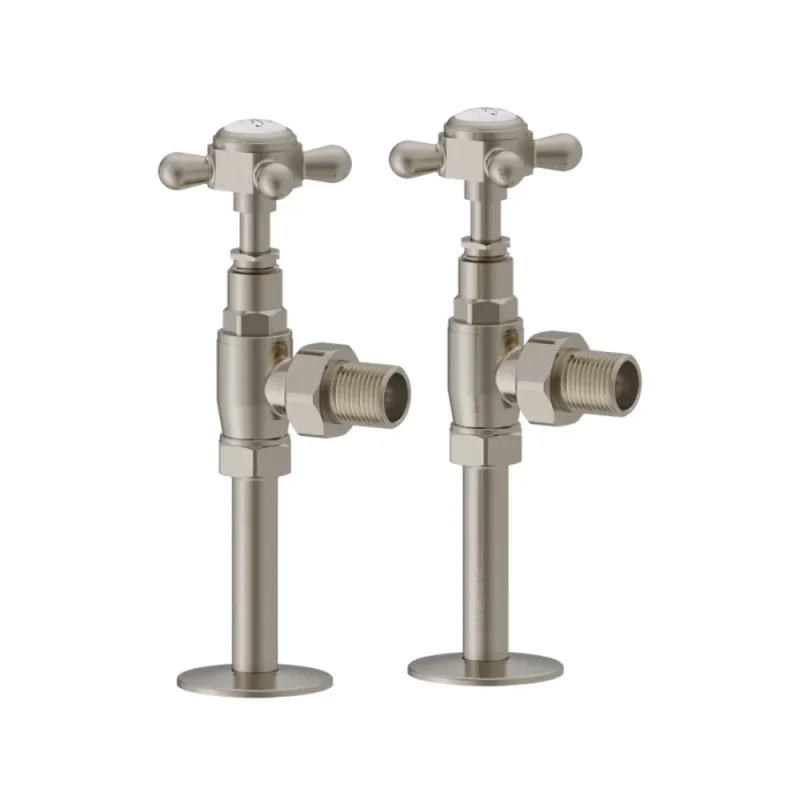 Burlington Angled Radiator Valve Brushed Nickel detail view - Image 1