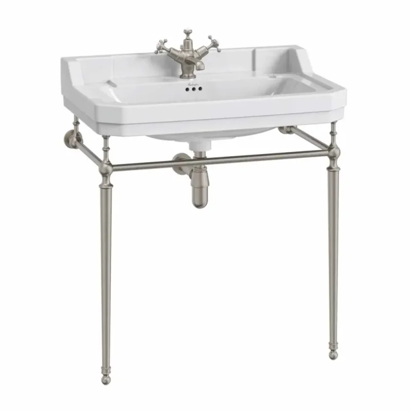 Burlington 80cm Basin Wash Stand Brushed Nickel detail view - Image 1