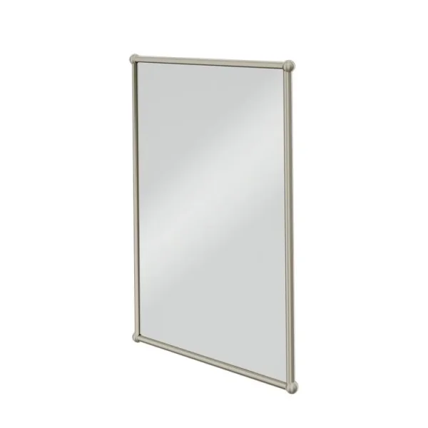 Burlington A11 Rectangular Brushed Nickel Framed Mirror 500 X 700mm detail view - Image 1