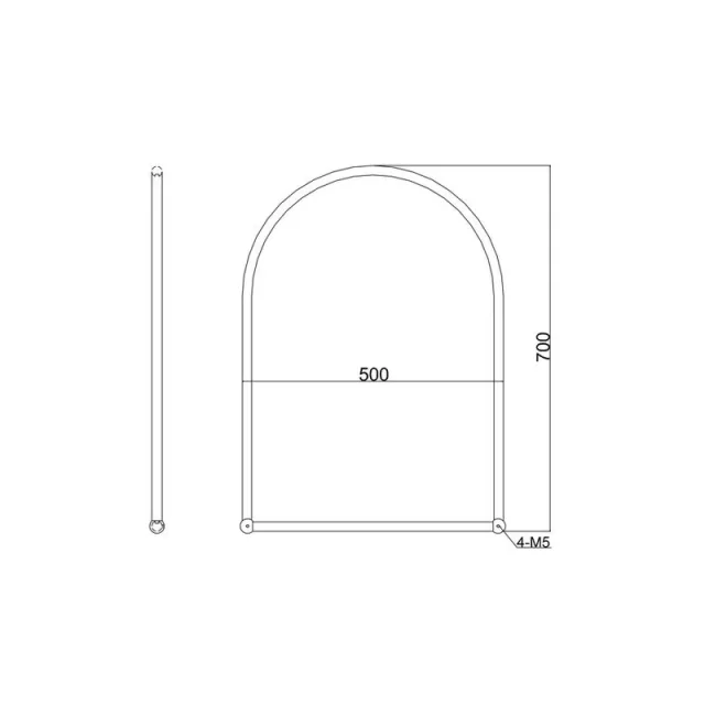 Burlington A9 Arched Brushed Nickel Framed Mirror 500 X 700mm detail view - Image 2