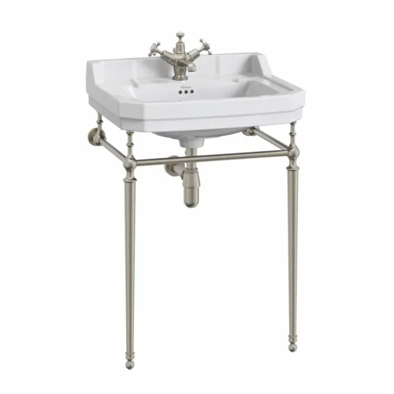 Burlington 61cm Basin Wash Stand Brushed Nickel detail view - Image 1