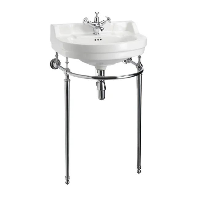 Burlington 56cm Round Basin Wash Stand Chrome detail view - Image 1