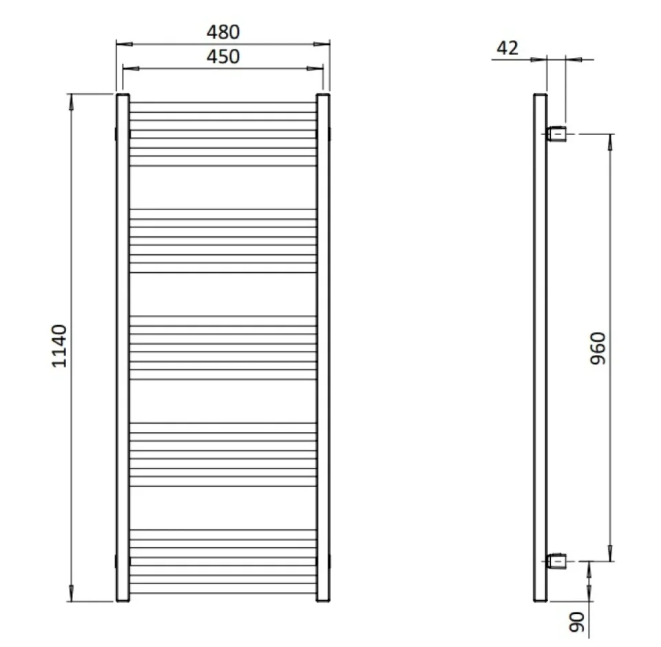 Crosswater MPRO Towel Warmer 480x1140 Brushed Brass - Image 2