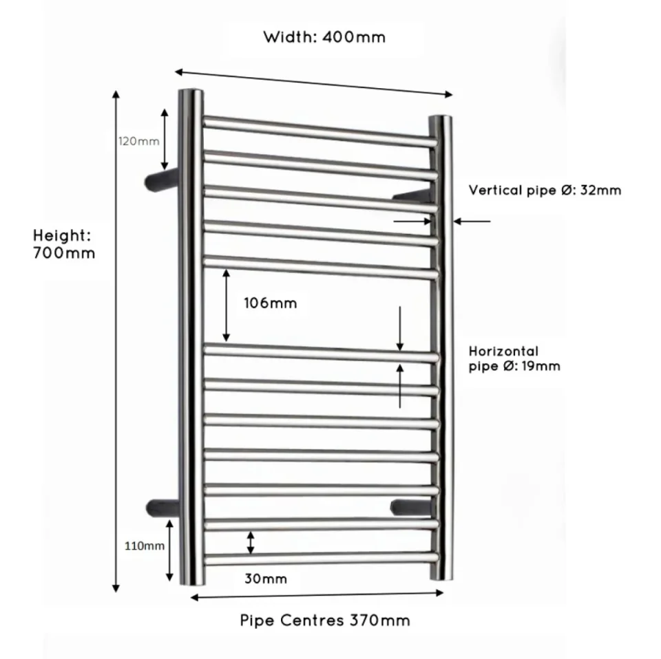 Jis Ouse 400 700 X 400mm Radiator For Central Heating Satin Stainless Steel - Image 2