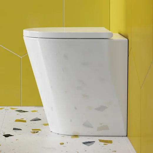 Britton Sphere Tall Rimless Back To Wall Pan 480mm & Seat Gloss White detail view - Image 2
