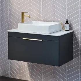 Britton Shoreditch Quad Countertop Basin No Tap Hole White detail view - Image 2