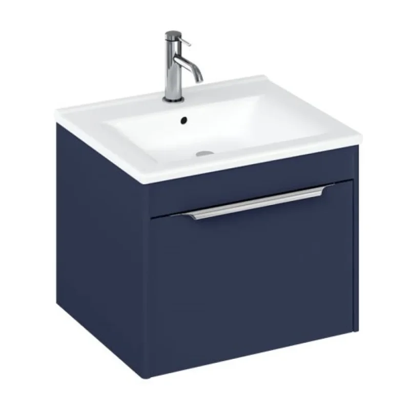 Britton Shoreditch Single Drawer Unit 550mm Matt Blue detail view - Image 1