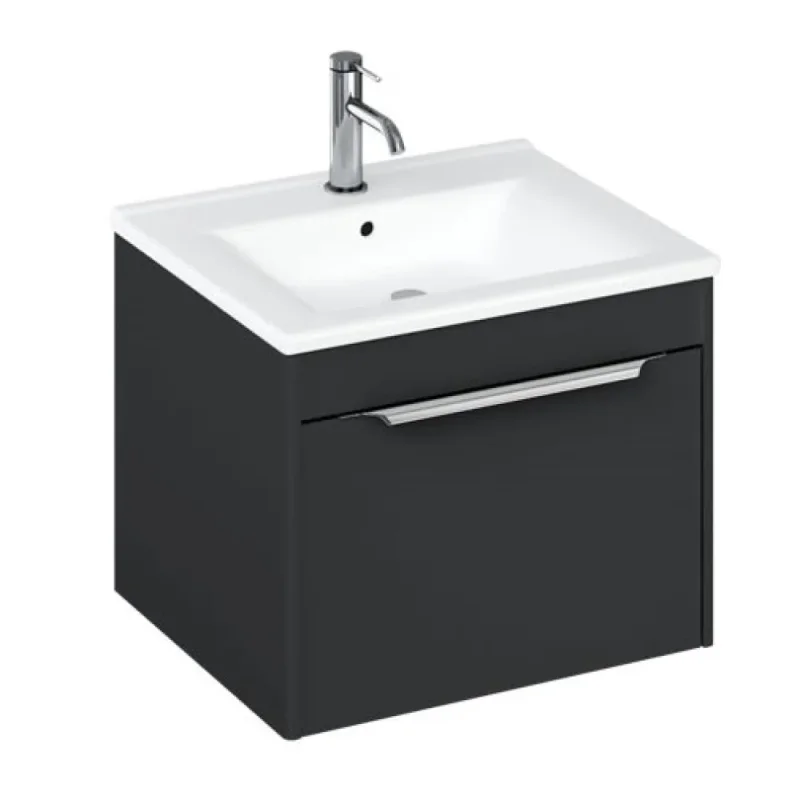 Britton Shoreditch Single Drawer Unit 550mm Matt Grey detail view - Image 1