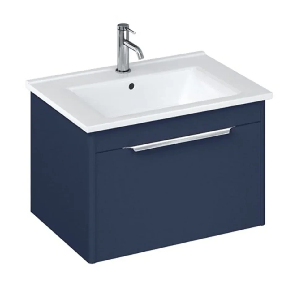 Britton Shoreditch Single Drawer Unit 650mm Matt Blue detail view - Image 1