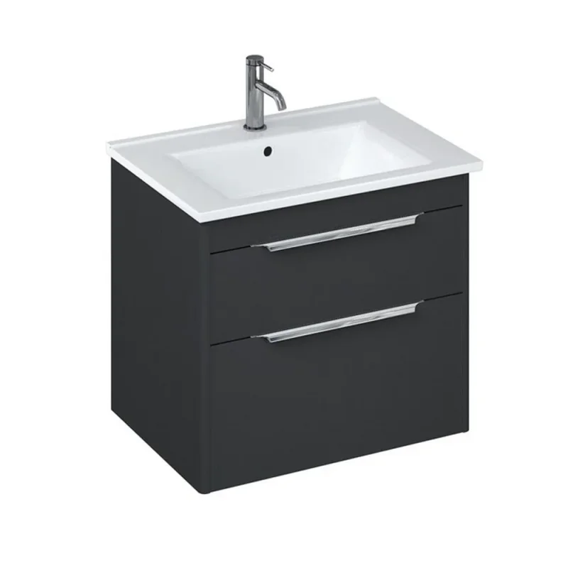 Britton Shoreditch Double Drawer Unit 650mm Matt Grey detail view - Image 1