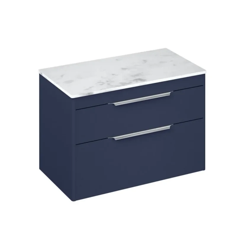 Britton Shoreditch Double Drawer Unit 850mm Matt Blue detail view - Image 1