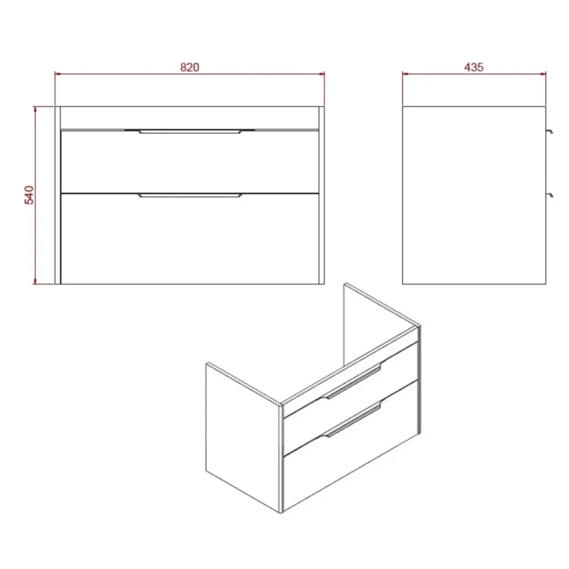 Britton Shoreditch Double Drawer Unit 850mm Matt Grey detail view - Image 2