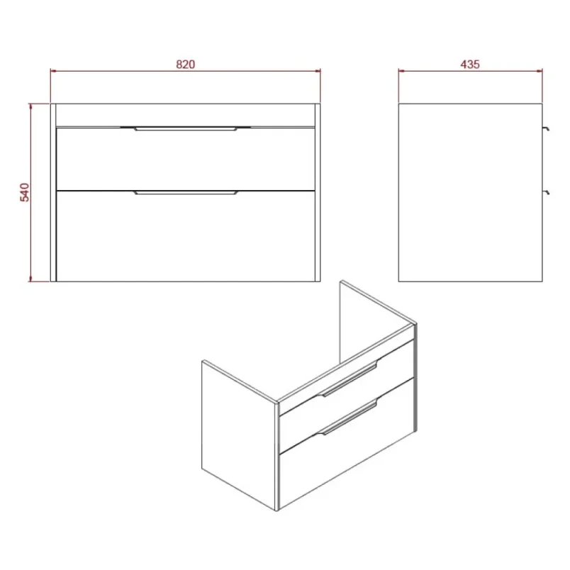 Britton Shoreditch Double Drawer Unit 850mm Matt White detail view - Image 2