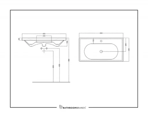 Britton Shoreditch Origin 850mm Basin 1 Tap Hole White detail view - Image 2