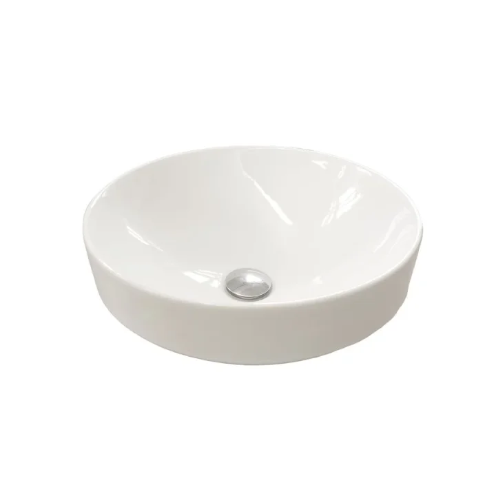 Britton Semi-inset Thin Countertop Basin 400mm 0th Gloss White detail view - Image 1
