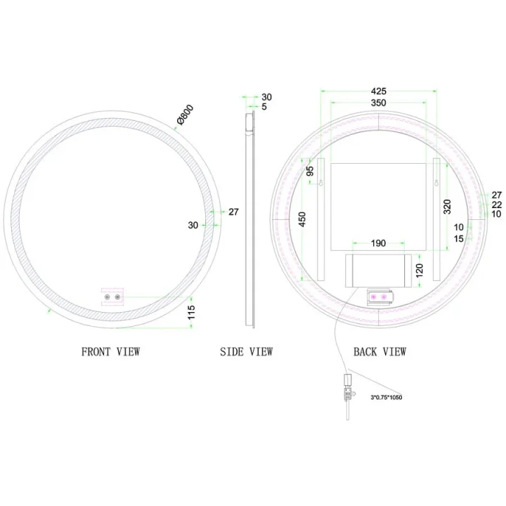 Britton Shoreditch Circular Mirror 800 Led detail view - Image 2