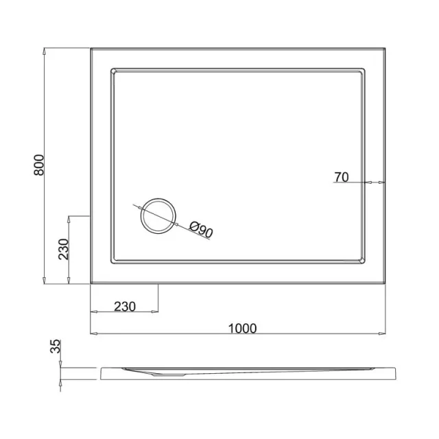 Britton Rectangular Shower Tray 800 X 1000mm detail view - Image 2