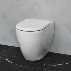 Britton Milan Rimless Back To Wall Wc & Seat Gloss White detail view - Image 2