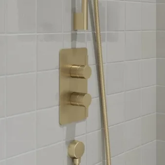 Britton Hoxton 2.0 Shower Mixer Without Diverter Including The Conceal Valve Brushed Brass detail view - Image 2