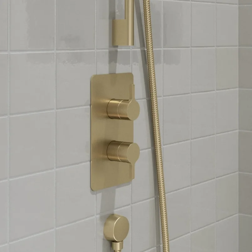 Britton Hoxton 2.0 Shower Mixer With Diverter Including The Conceal Valve Brushed Brass detail view - Image 2