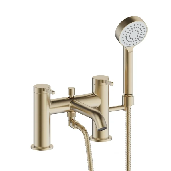 Britton Hoxton 2.0 2 Tap Hole Bath Shower Mixer Brushed Brass