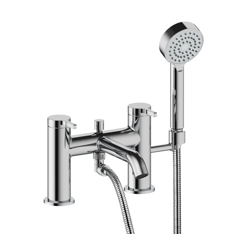 Britton Hoxton 2.0 2 Tap Hole Bath Shower Mixer Chrome detail view - Image 1