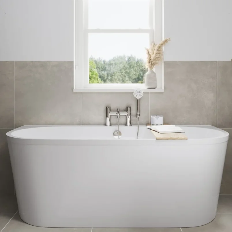 Britton Hoxton 2.0 2 Tap Hole Bath Shower Mixer Chrome detail view - Image 2