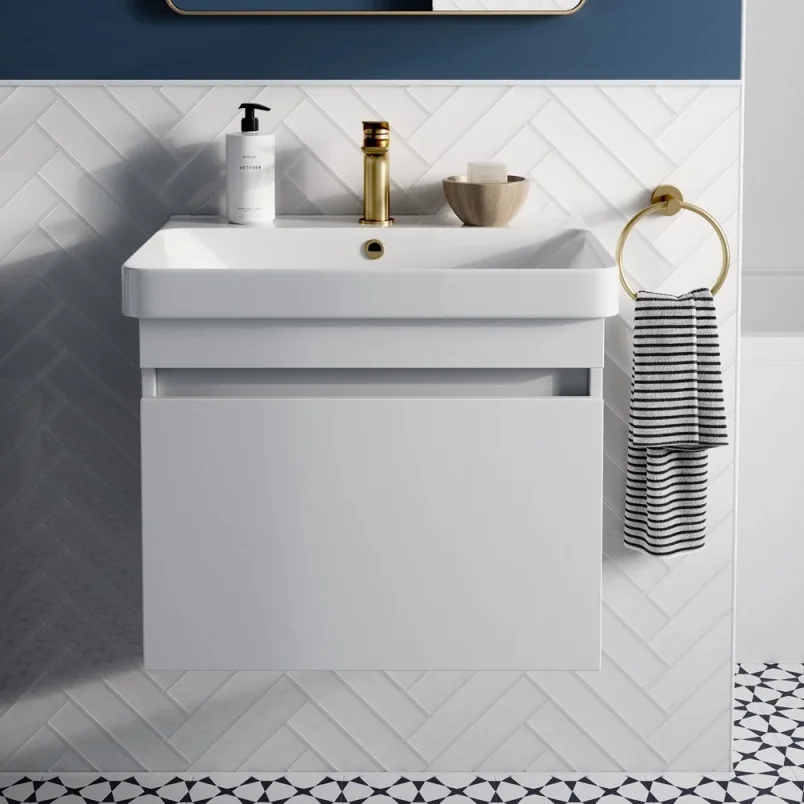 Britton Dalston Unit 600mm Matt White detail view - Image 2