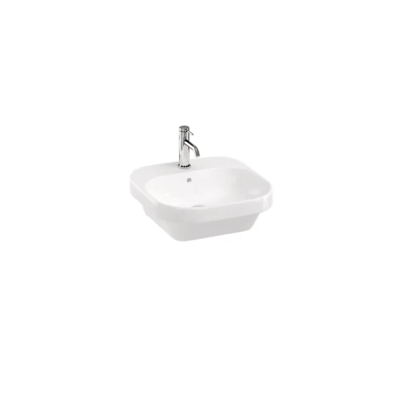 Britton Curve 2 Basin 450 X 450mm 1 Tap Hole Gloss White detail view - Image 1