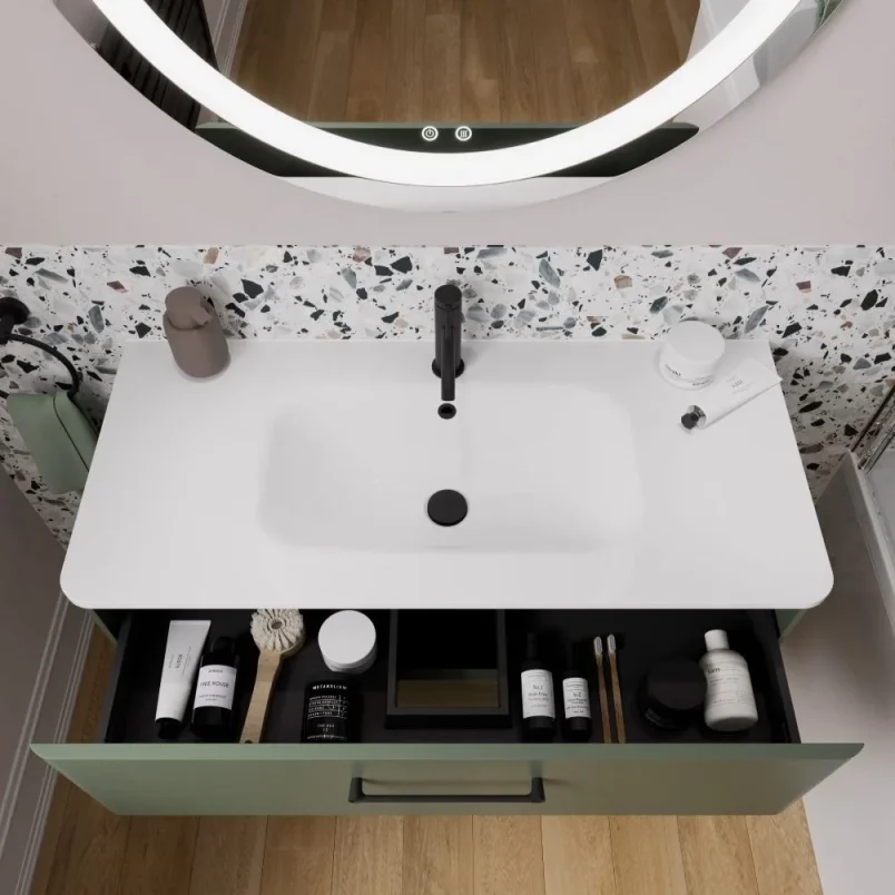 Britton Camberwell Unit 1000mm Earthy Green detail view - Image 4