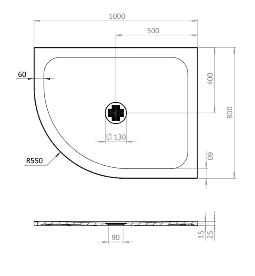 Crosswater Creo Offset Quadrant Shower Tray 800x1000 Lh 25mm White - Image 2