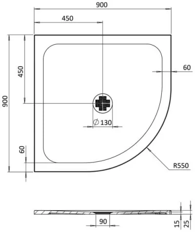 Crosswater Creo Quadrant Shower Tray 900x900 25mm White detail view - Image 2