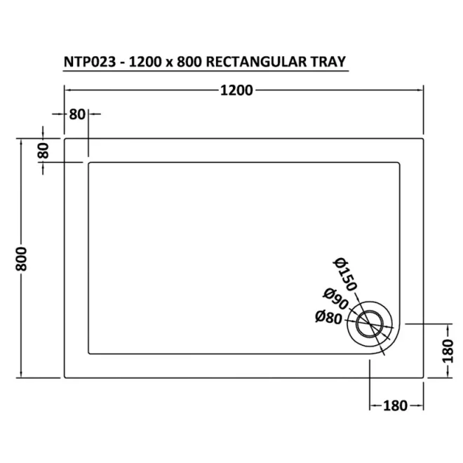 Hudson Reed Rectangular Shower Tray 1200x800mm White detail view - Image 2