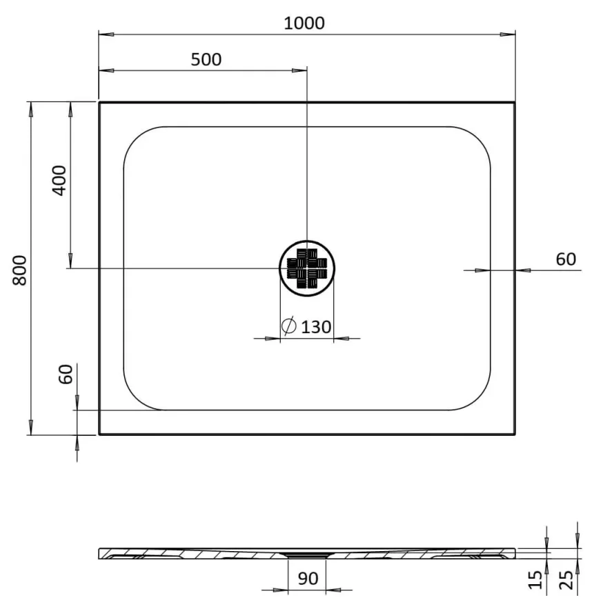 Crosswater Creo Rectangle Shower Tray 800 x 1000 25mm detail view - Image 3