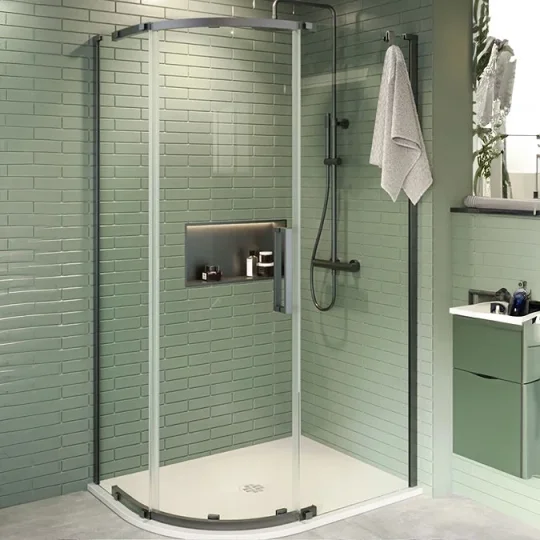 Crosswater Asura 8mm Quadrant Door 1200 x 900 Slate detail view - Image 1