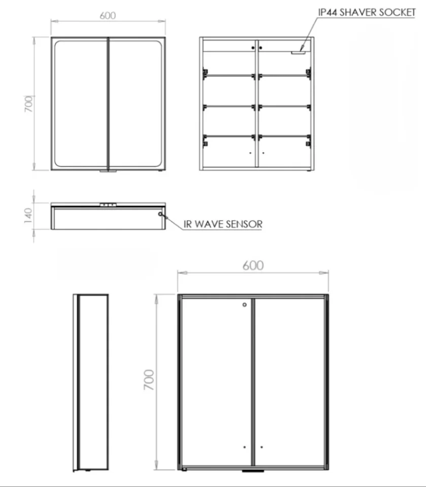 Hib Euna 60 Cabinet Brushed Brass W60 X H70 X D14cm detail view - Image 3