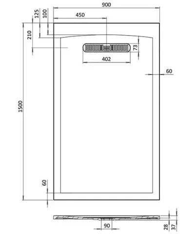 Crosswater Vito Rectangle Shower Tray 800 x 1500 25mm White detail view - Image 4